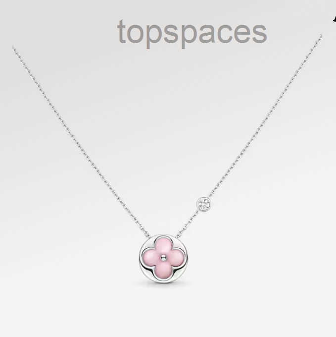 Designer Jewelrys With BOX Designer Pendant Necklace Pink Flower Silver Plated Stainless Steel Fashion Necklaces Choker Chains For Women Birthday Pa