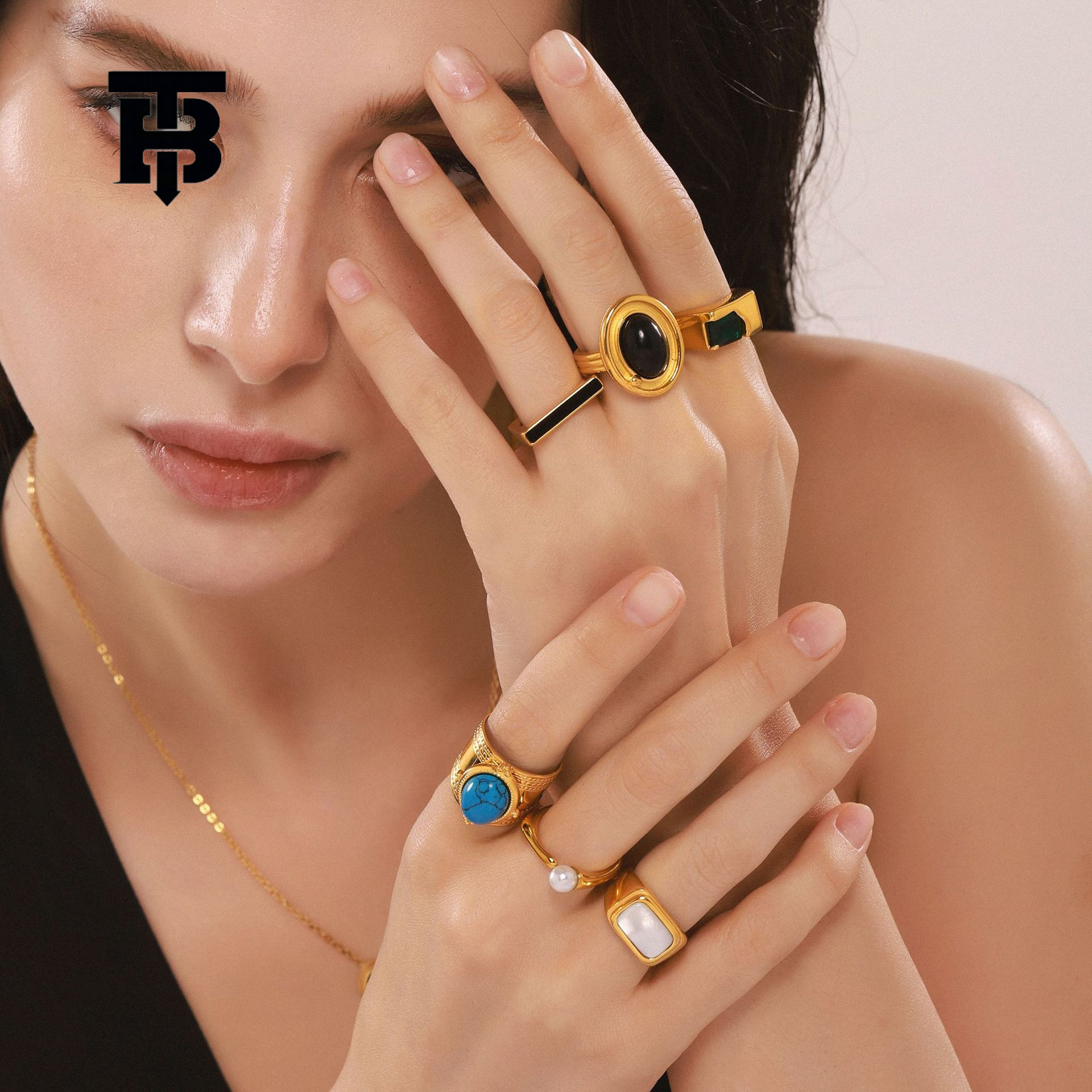 TB BHULAMTE Dreamy Zircon Inlaid Fashion Women's Ring Ins Designer Stainless Steel Color Protection Ring Combination Free Shipping Luxury Jewel