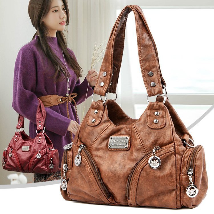 Cross Border Retro Luxury Bag Designer Free Delivery Soft Leather Motorcycle Bag New European And American Popular Shoulder Bag In Stock Amazon Qual