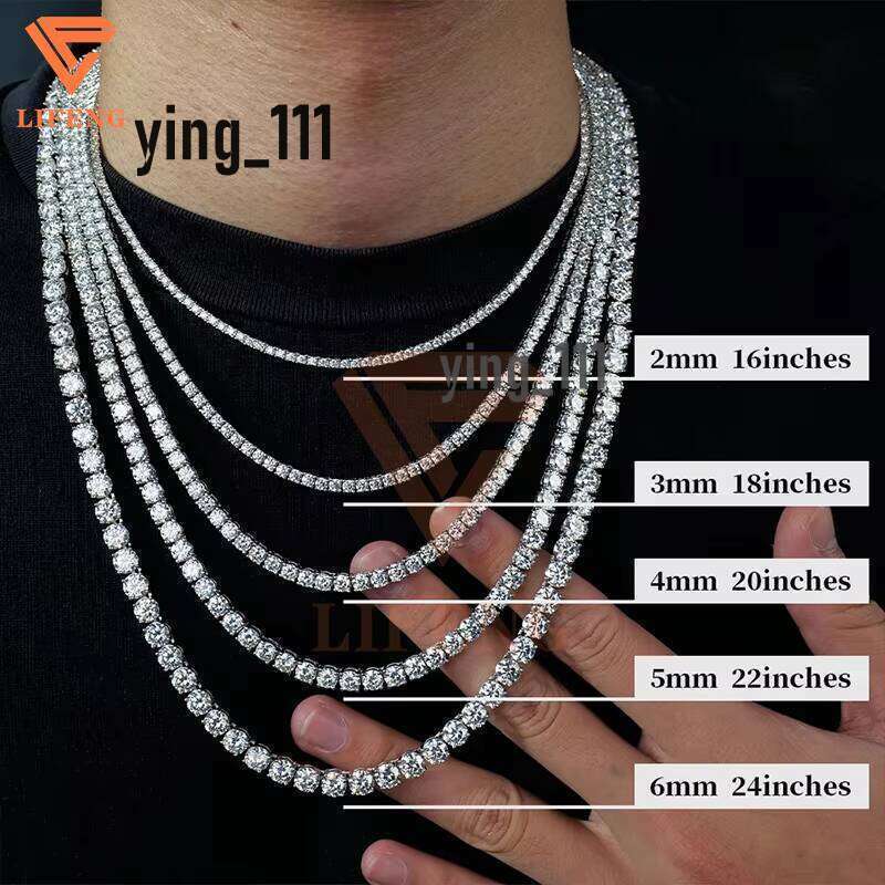 Hiphop Jewelry 6Mm Hanging Silicon Stone Sterling Sier Gold Plated Different Style Tennis Chain