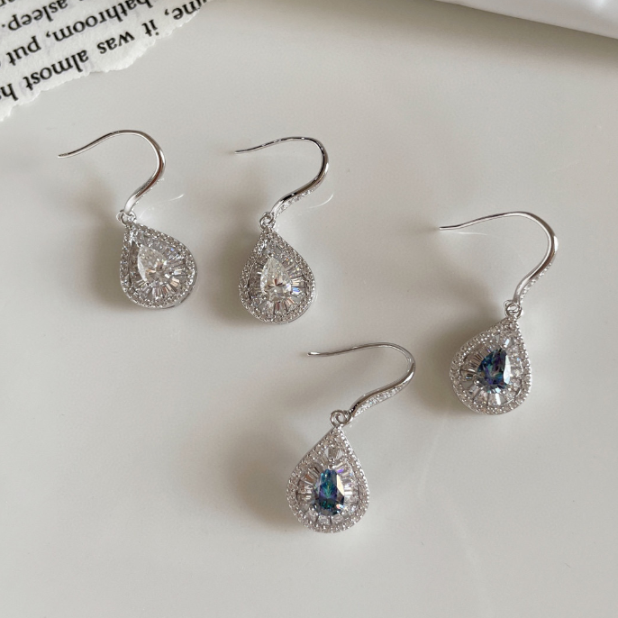 S925 ensemble de bijoux en diamant moissani en argent pur pour les mariées, boucles d'oreilles collier de style coréen, accessoires exquis et sup