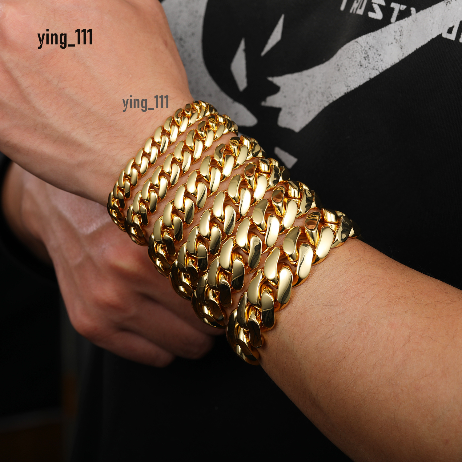 Wholesale 10mm-22mm Solid Cuban Choker Hip Hop Miami Cuban Link Bracelet Necklace Mens 14k 18k Brass Moissaniate Gold Plated