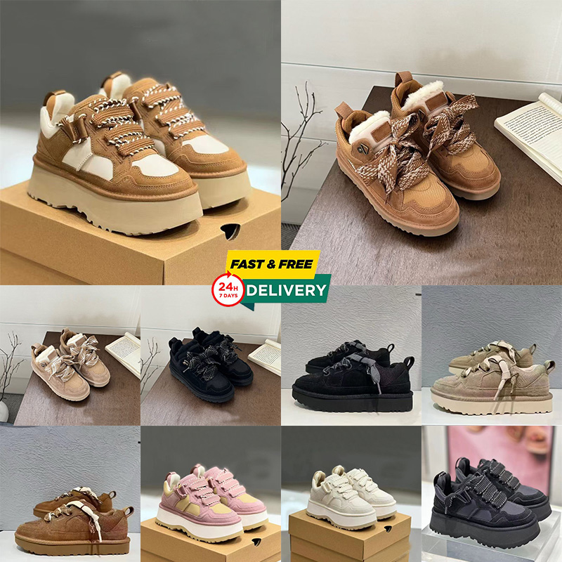 Tazz Slippers tasman slides classic ultra women snow boot winter uggsultramini booties Bowtie Snow boots High heel black pink brown Cotton Fabric Ou