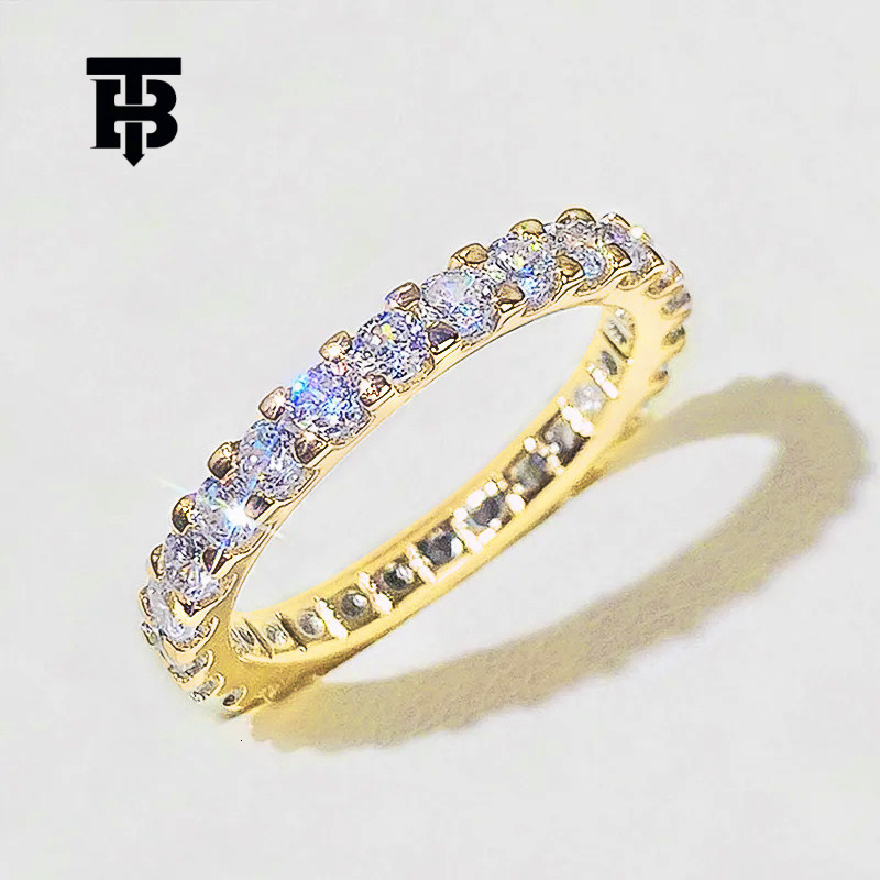 TB BHULAMTE Classic Copper Plated Platinum Full Diamond Micro Set Ring Designer Luxury Handjewelry Ins Free Shipping Women's Fashion Jewelry