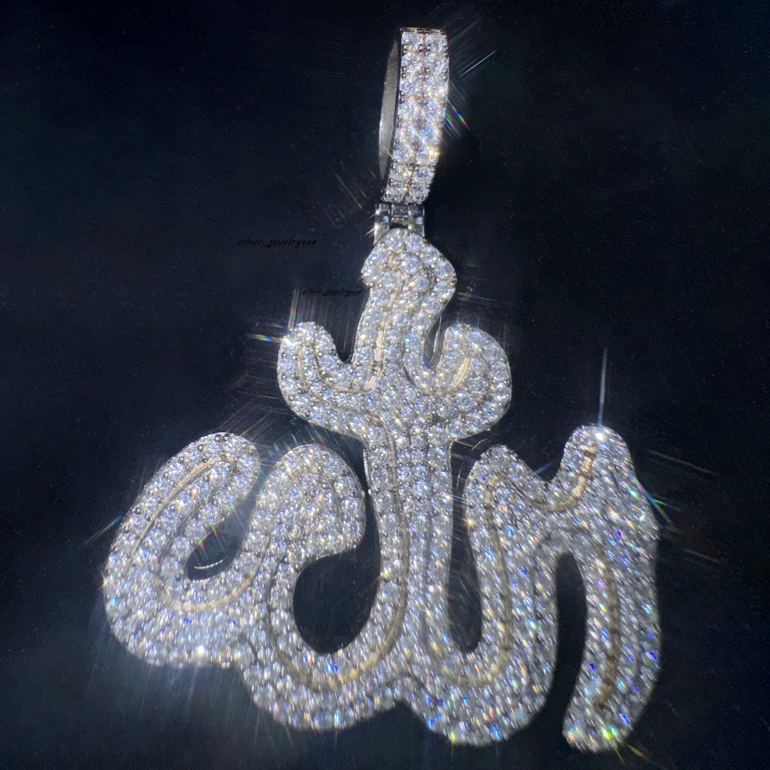 Bling Hiphop Moissanite Pendant 925 Silver Allah VVS Diamond Iced Out Custom Moissanite Pendant