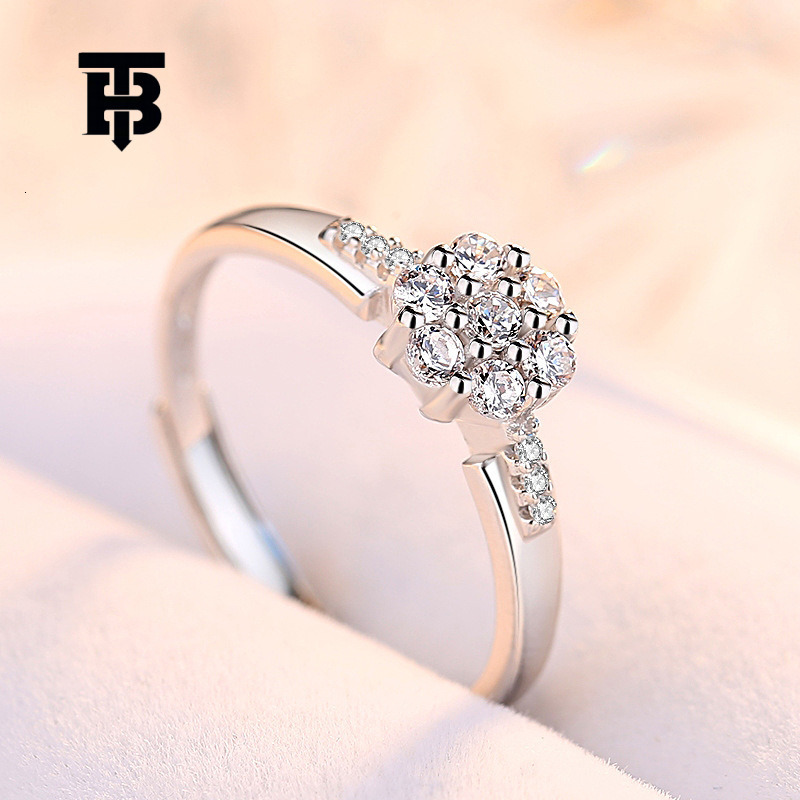 TB BHULAMTE S925 Women's Sterling Silver Ring Simple Zircon Internet Celebrity Natural Proposal Ring Designer Luxury Jewelry Women's Acces