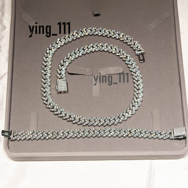 Wholesale 10mm Hip Hop Vvs Diamond Necklace Bracelet Dropshipping 10K Glod Iced Out Lab Grown Diamond Jewelry Cuban Chain