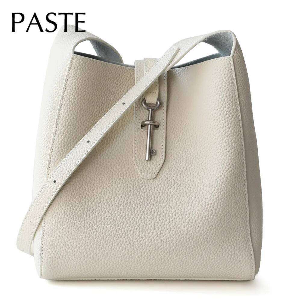 Hot Selling New Beige Relaxation And Laziness Style Bucket Tote Soft Thick Cow Leather Women Shoulder Bag Coffee Shopper Purse Designer Bags