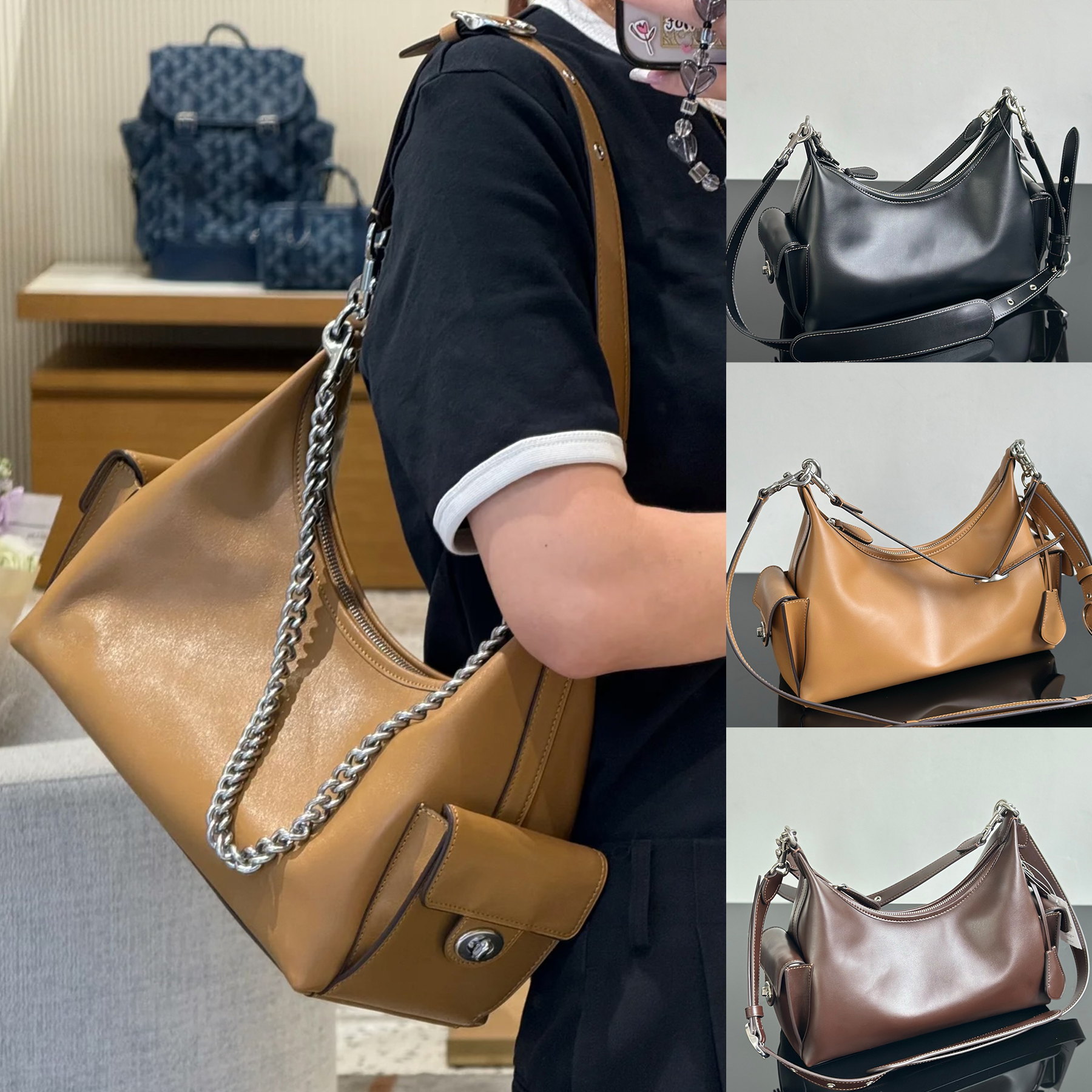 New Top Quality Juliet Shoulder Bag Luxury Designer Glazed Leather Silver Hardware Crossbody Bag Fabric Lining Handbag Fashion Women Casual Shopping