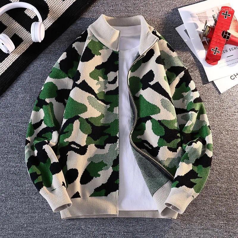 Men's Sweaters Autumn And Winter Trend Printed Retro Sports Thickened Warm Knitted Sweater Casual Loose Large Size High-Grade