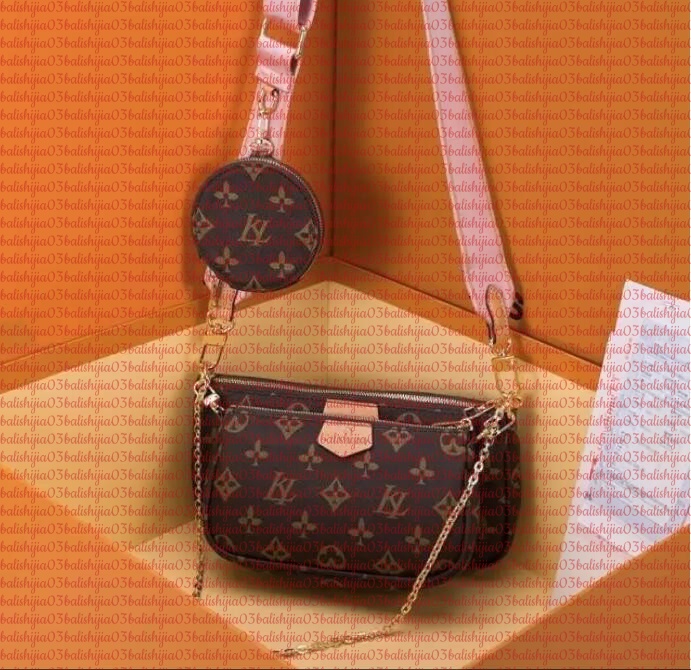 Pink strap White crossbody bags designer bag 3pcs set women shoulder bag luxury plaid cross body bag Multi Pochette Gold chain Messenger Tote bag Co