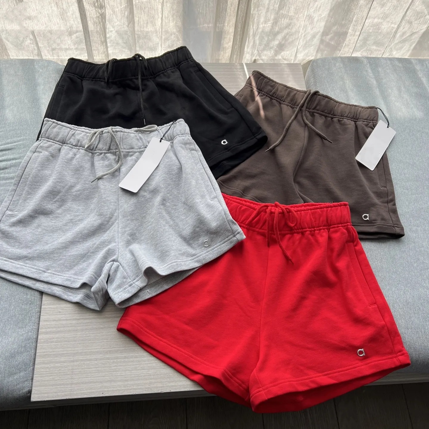 A1228 Women 3D Silver Fitness Yoga Shorts Womens Sports Shorts Sweating Fast Dry Cycling Outwear Elastic Waist Loose Solid Color Shorts-image-1070460420