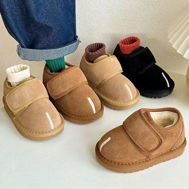Kids Winter Snow Boots Warm Plush Toddler Shoes Children Walkfashion Boys Girls Anti-slip Rubber Sole Baby Sneakers Infant Boots Sizes 17-28 W0041