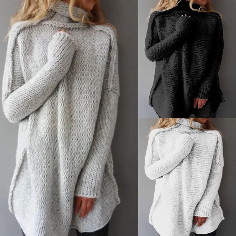 Womens Sweater Stacked Collar Three Needle Craft Long Sleeve for Women 250825