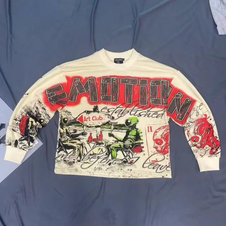 Streetwear Letter Graffiti Long Sleeve Autumn Sweatshirts for Men and Women Terry Casual Baggy Hoodies Oversized Loose Hoodie