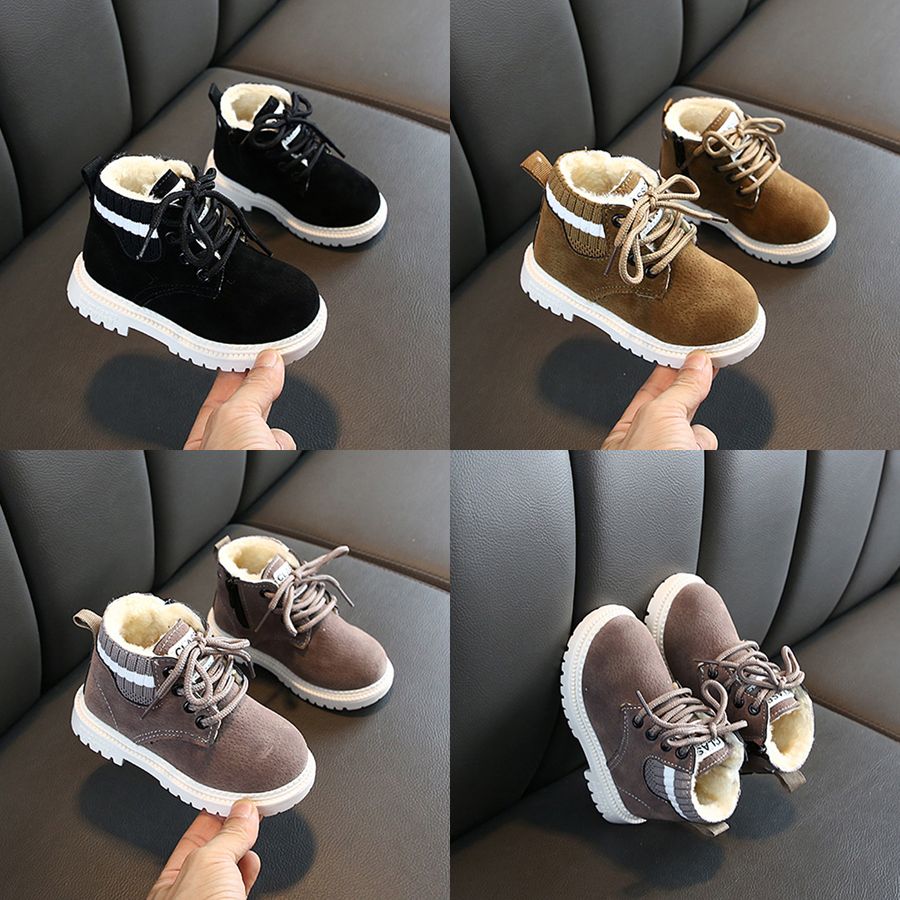 2025 New Plush Kids Winter Snow Boots Cotton Fabric Children Shoes Baby Toddler Walkfashion Boys Girls Warm Boots Size US5.5C-US12.5C W0074