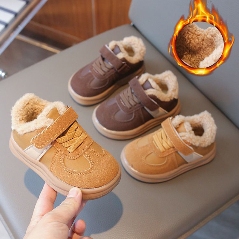 Winter Cotton Sport Shoes For Kids Children Thick Warm Casual Shoes Walkfashion For Toddler Boys Plush Warm Girls Sneakers Sizes 22 - 31 W0173