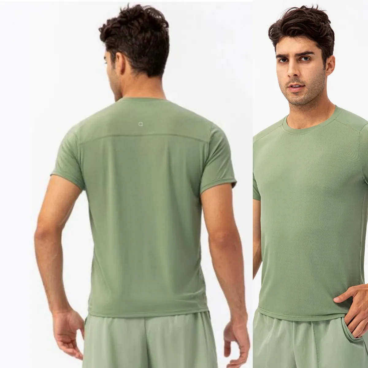 A020 Mens Short Sleeve Yoga T-shirt Men Sports Ice Silk Fitness Quick Drying Clothes Summer Casual Round Neck Large Size Running Sweatshirt-image-1069842468