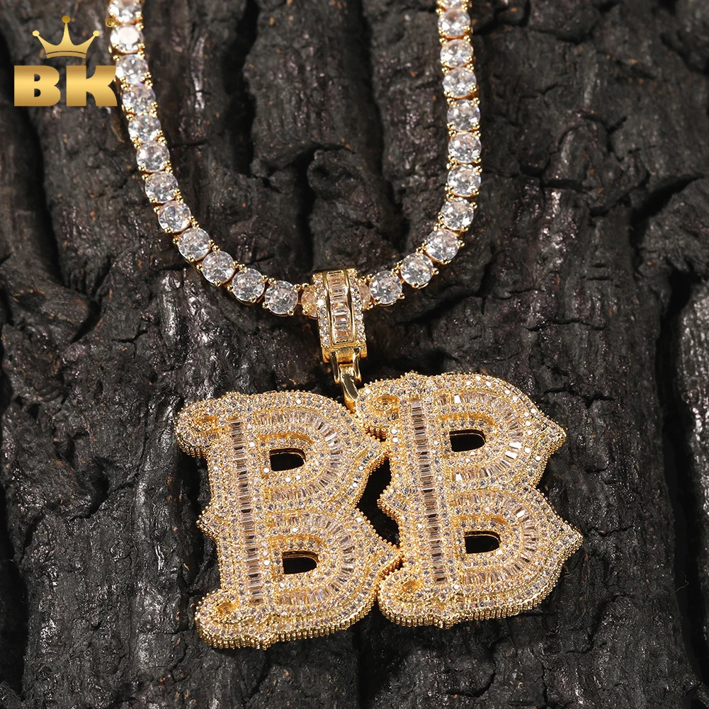 THE BLING KING Custom Name Iced Out Baguettecz Cubic Zirconia Number Letter Pendant Chain Necklace Hiphop Punk Jewelry For Gift250821