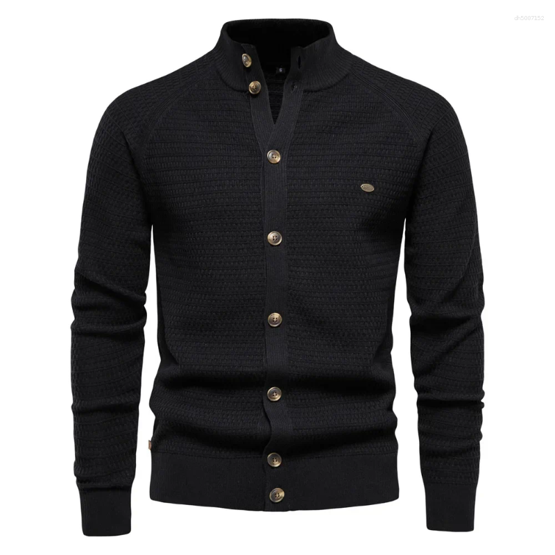 Men's Sweaters Sweater Cardigan Spring Autumn High Quality Men Clothing Large Solid Color Male Standing Neck Long Sleeve Knitted