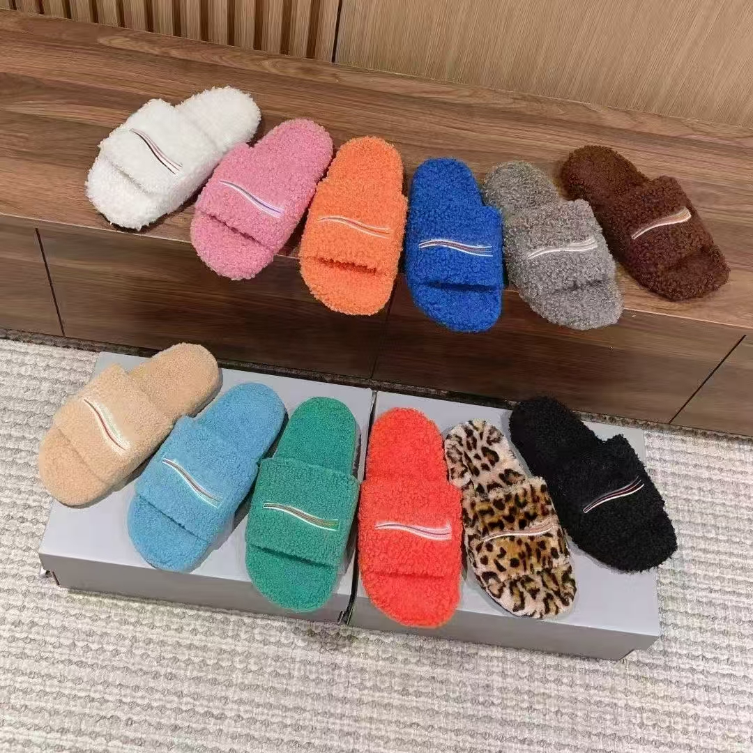 Luxury Slides Paris Designer men women Slippers Ladies Wool Winter Fur Fluffy Furry Warm Letters Sandals Comfortable Fuzzy Girl Flip Flop Slipper Si
