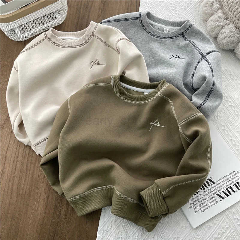 Spring Solid Sweatshirt New Autumn Fashion Loose Casual Pullover Kids Long Sleeve Cotton Tracksuits Children Clothing 28 Years T250825