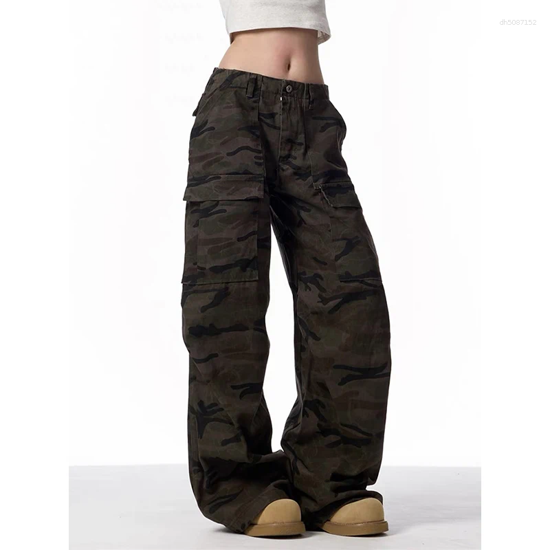 Men's Jeans Camouflage Baggy 2000s Cargo Pants Trousers Straight Wide Leg Oversize 2025 Autumn Aesthetics Vintage Y2K