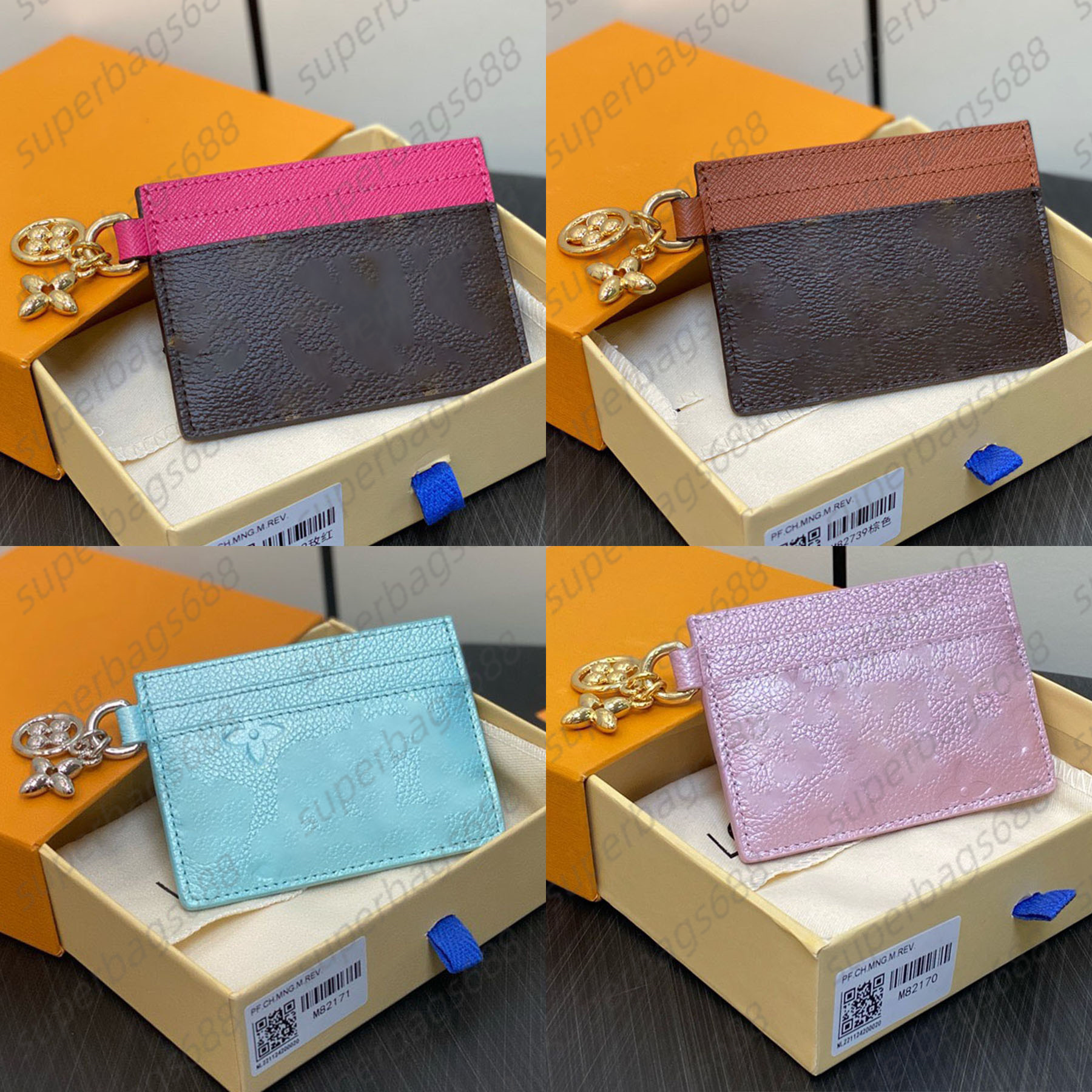 top charms card holder luxury wallet women charms business bank wallet with gold round floral accessories mini pures small wallets with box
