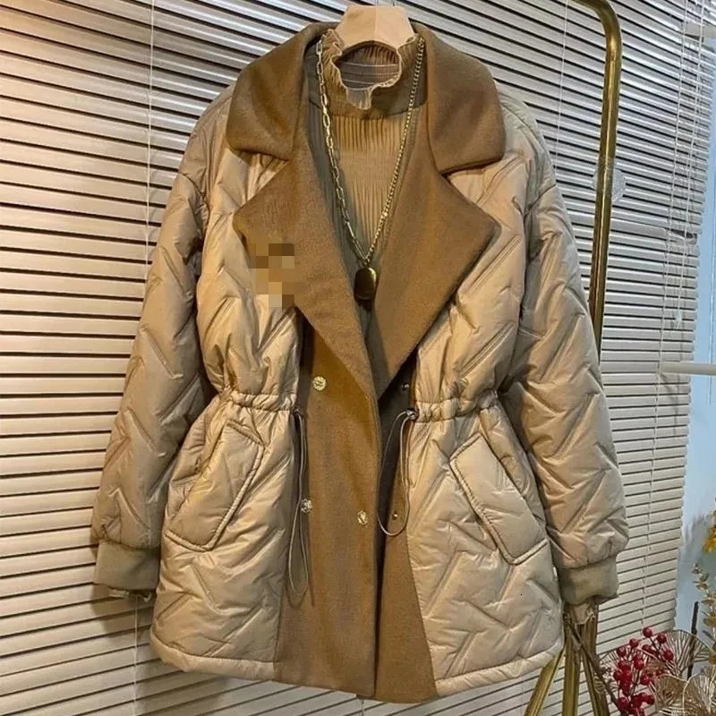 Autumn Winter Cotton Jacket Women Slimming Concealing Thicken Warm Parkas Waist Fashion Cotton Coat Female Casual Tops 250825