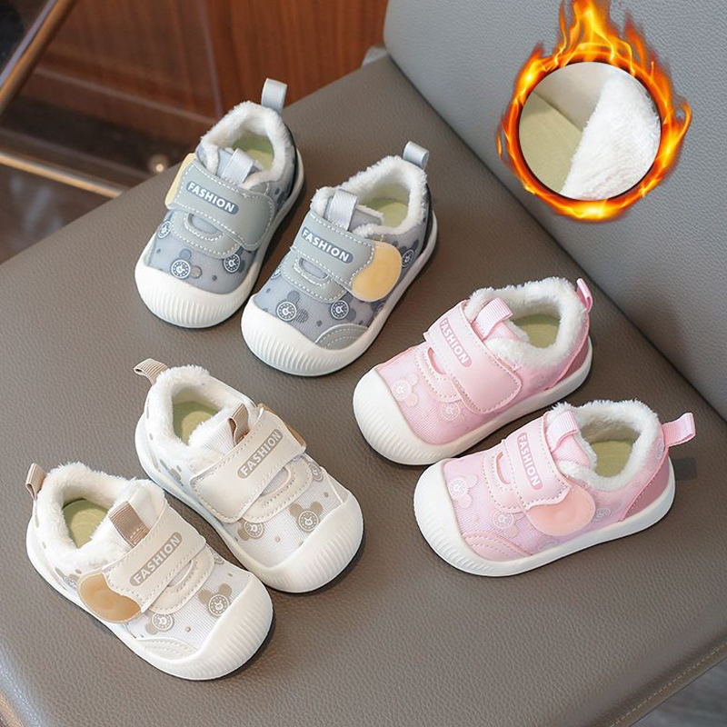 Winter Infant Toddler Shoes First Walkers Baby Non-slip Kids Shoes Walkfashion Warm Plush Boy Girl Outdoor Soft Sole Sneakers Sizes 16 - 25 W0168