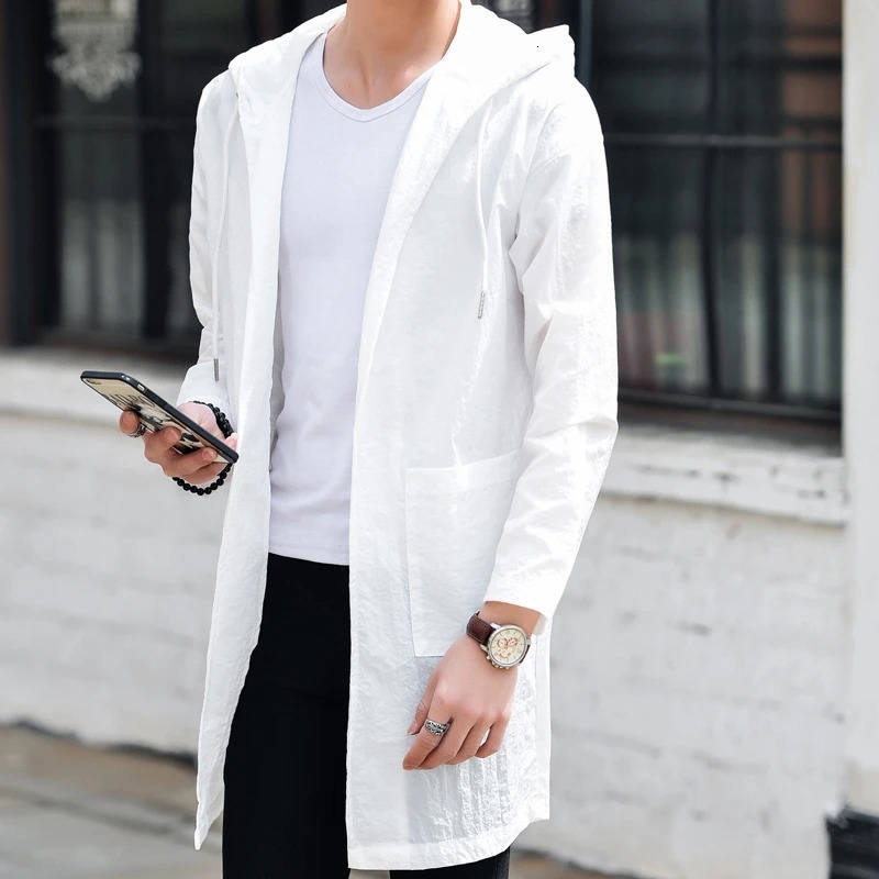 Streetwear Casual Hoodie Windbreaker Breathable Ultrathin Jacket Outdoor Male Trench Coat Sun Protection Clothing Men 250825