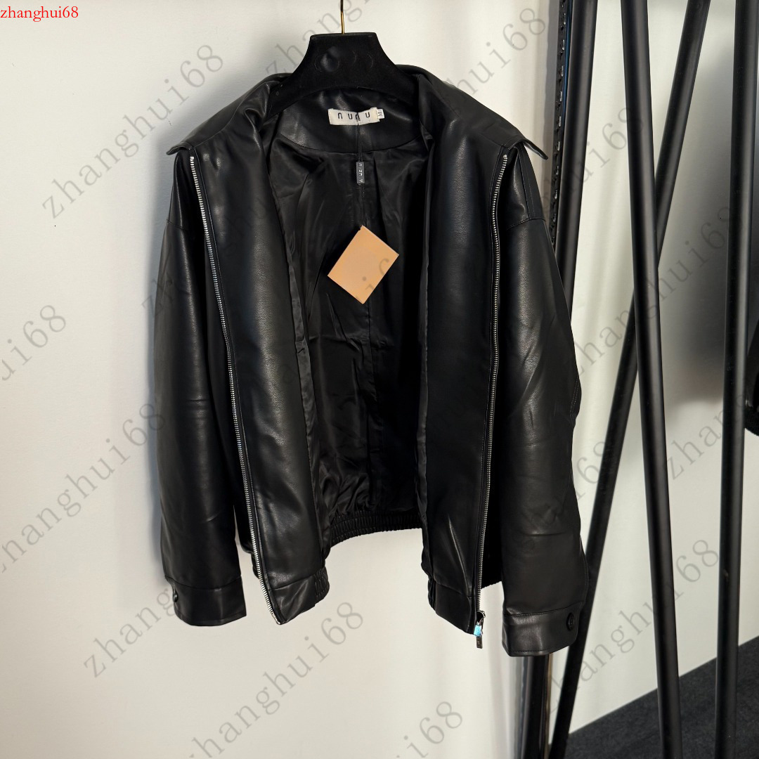 Women's Loose Leather Jacket Designer High-Quality Autumn Waterproof Windproof Fashion Casual Women's Jacket Letter Print Back-to-School S