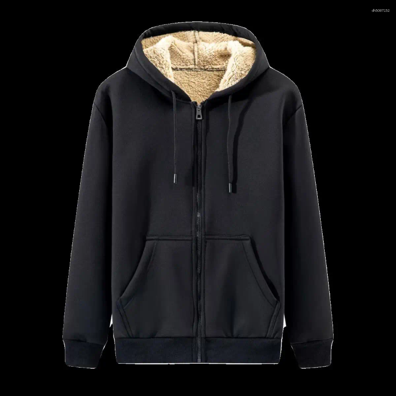 Men's Hoodies Winter Warm Lamb Velvet Hooded Zipper Cardigan Sweatirt Heavyweight Fce Thiened Casual Outerwear