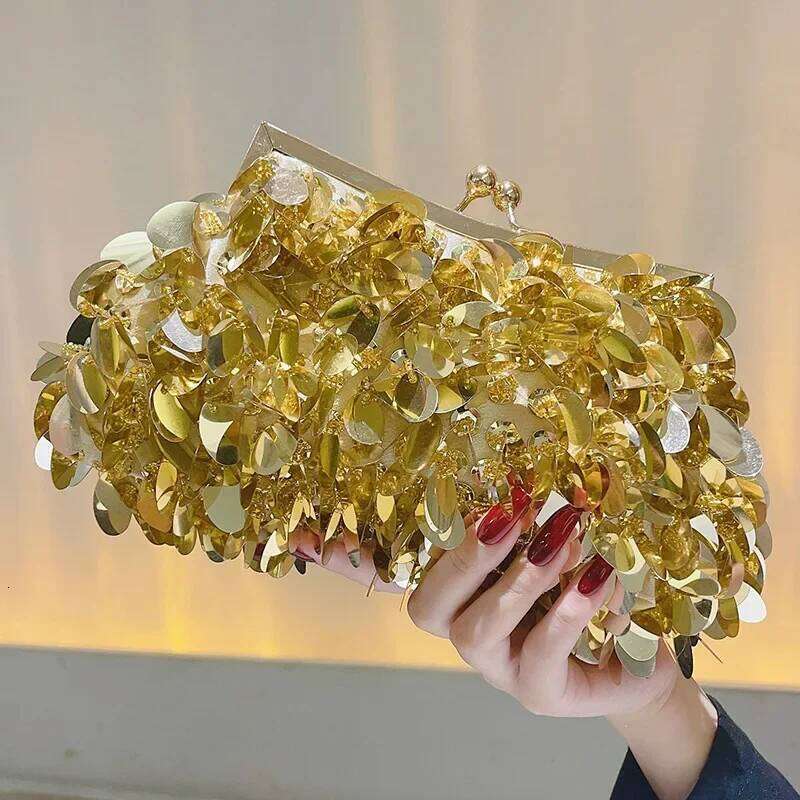 Designer Bags Sier Sequin For Women Evening Prom Shiny Small Purse Fashion Handbag Banquet Shoulder Bag Tail Party Clutch Luxury Bag