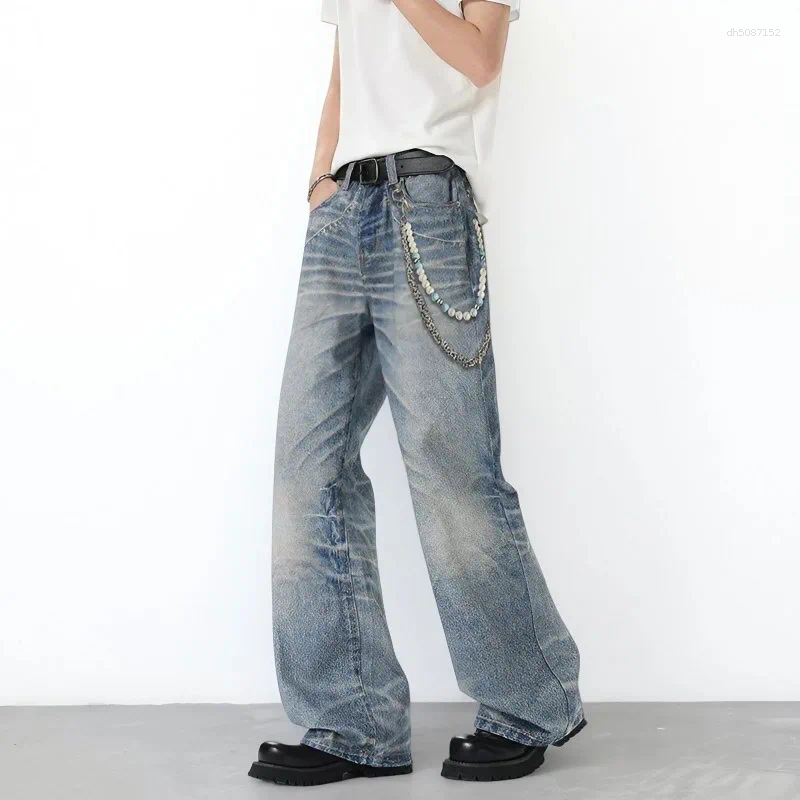 Men's Jeans Autumn Men Baggy Oversize Straight Loose Casual Denim Trousers Solid Color Streetwear Fashion Y2k Wide Leg Elastic Pants