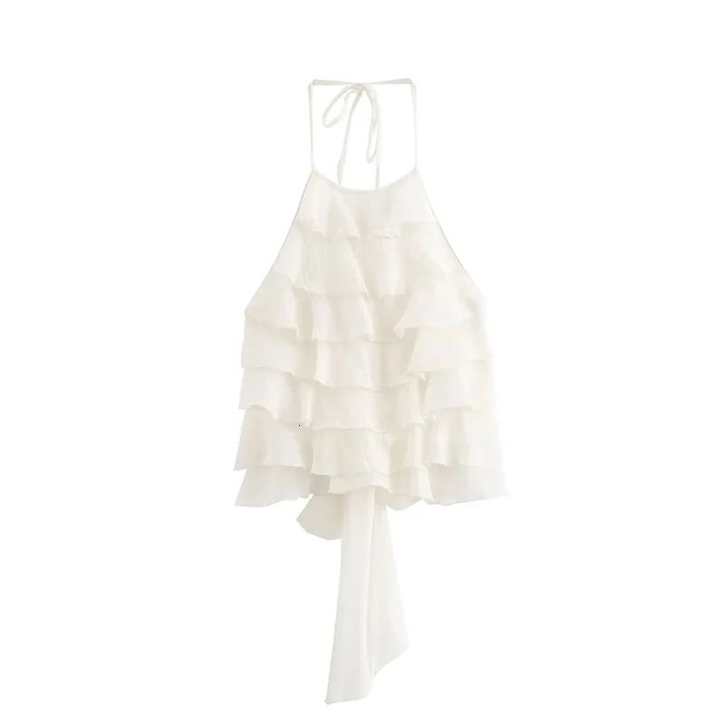 Summer Women Bow Halter Sleeveless Vest Elegant Fringed Sexy Top Vest Fashion Lady Bustier Suspender Female Clothes 250825