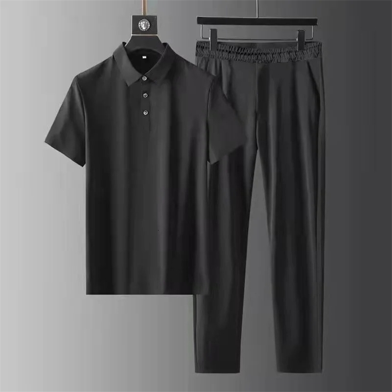 2025 Summer Fashion Solid Color Comfortable Breathable Sports Suit Mens Business Leisure Loose Size Two-Piece Set M-4XL250823