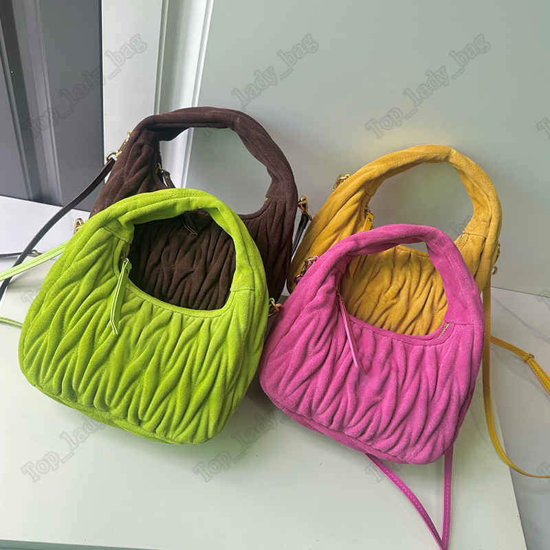 Luxury Designer Bag Top Quality MiuWander suede handbag Womens Shoulder bag Armpit bag Half moon bag Handbag Lines Single shoulder strap Portable cr