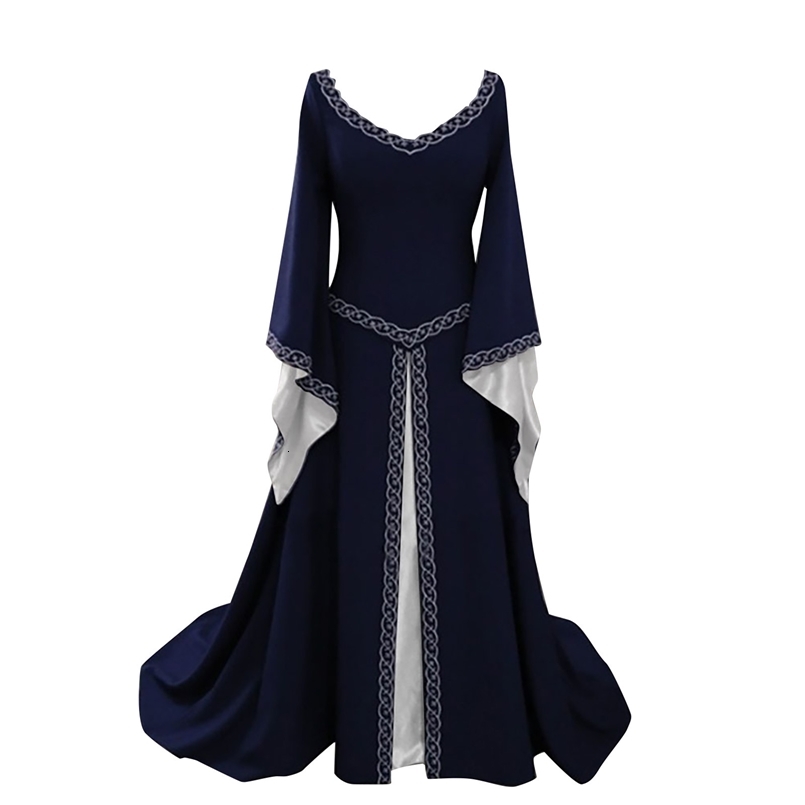 Vintage Gothic Dress Cosplay Costumes Autumn Winter Long Sleeve Medieval Witch Long Dress Halloween Costumes Vestidos de Fiesta250823