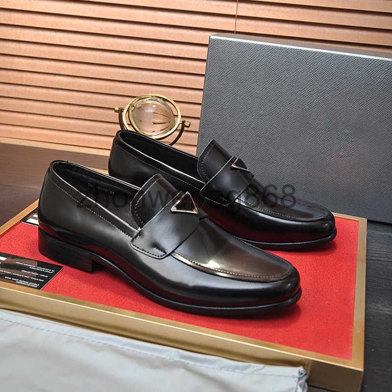 Top-quality Mens Blk Leather Loafer Flat Dress Shoes Platform Moccasins Chunky Loafers DrivShoe Business WeddParty 88 J250822