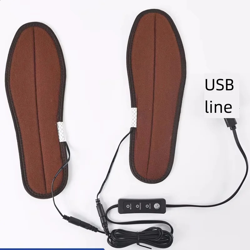 USB Heated Shoe Insoles Electric 3 Gear Temp Foot Warming Pad Sock Mat Washable Winter Outdoor Sports Heating Insole Size 33-44 250821
