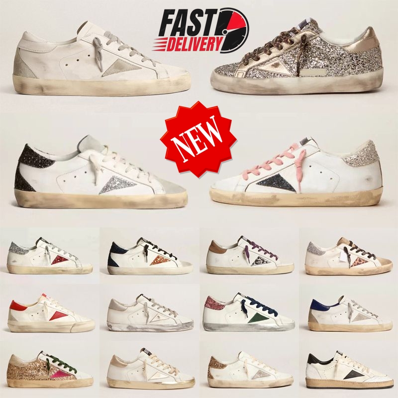 2026 New Designer Shoes Loafers Sneakers Superstars Shoes Leather Italy Vintage Dirty Old Shoe Women Men Black White Ball Casual Star Trainers Size