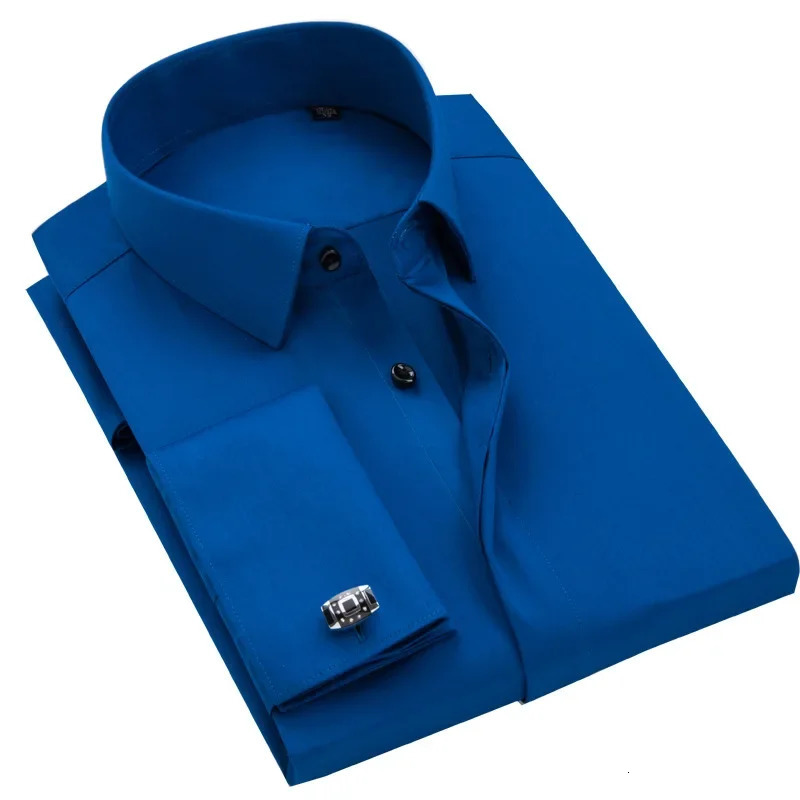 Quality French Cufflinks Formal Classic n Bamboofiber Mens Comfortable Soft Dress Shirts Long Sleeve Easycare Shirt 250825