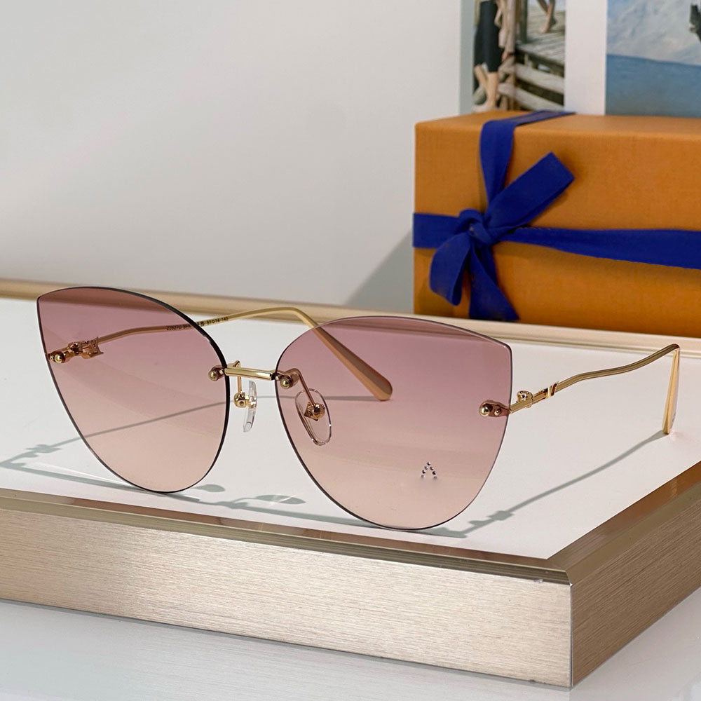 Glam 2.0 Cat Eye Sunglasses womens designer frameless sunglasses Z2827U Gradient blue lenses trend rimless design casual mens sunglasses Golden meta