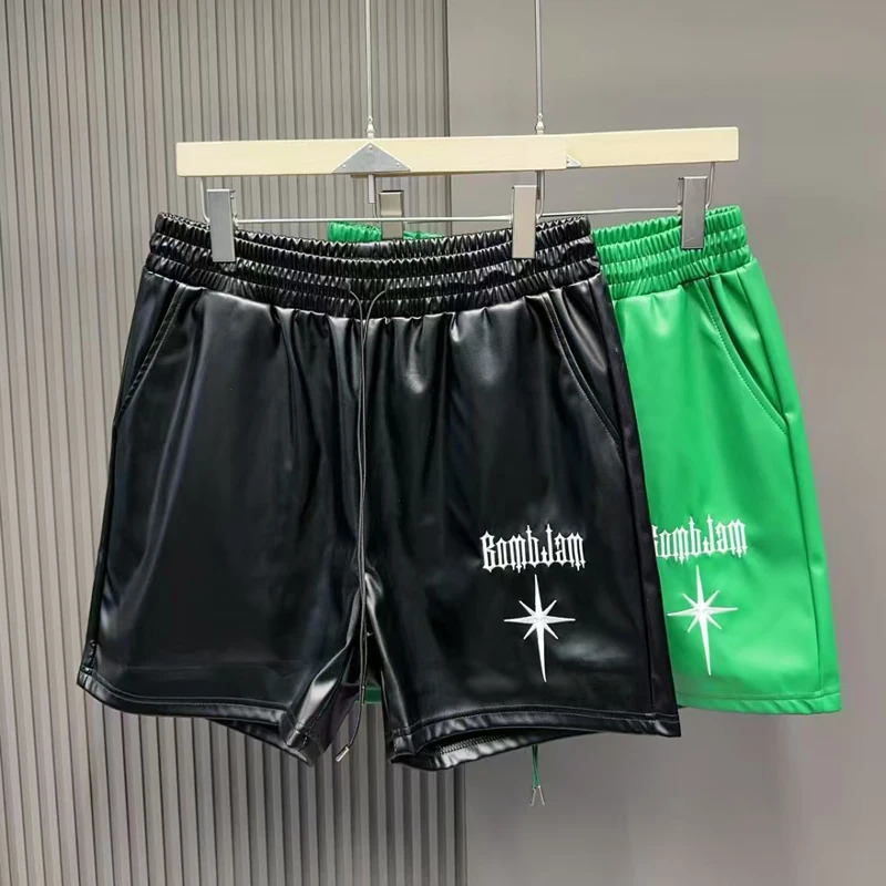 Black Green y Star Letters Shorts Leather Shortpants Men Women Summer Beach Holiday Travel Short Pants 250825