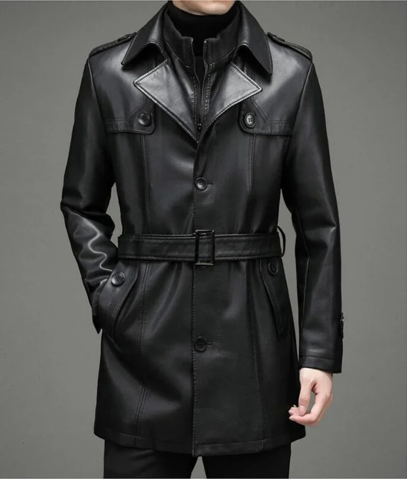 Autumn And Winter Genuine Leather Coat Men Clothing Winter Thick Warm Sheepskin Jacket Casual Large Size Mens Trench 250825