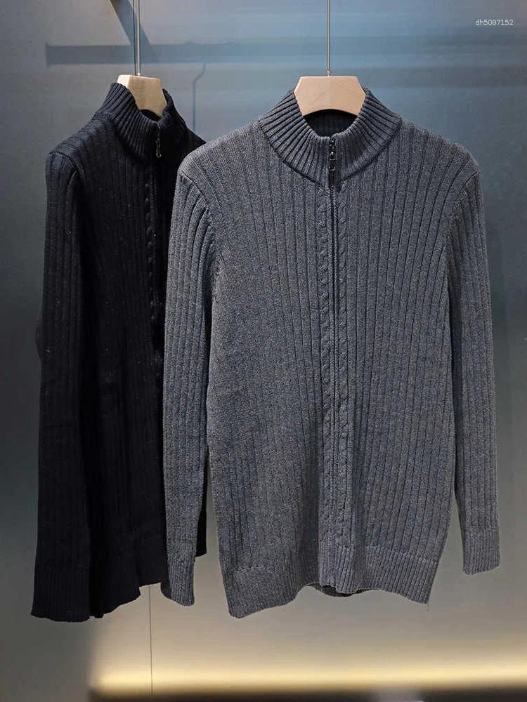Men's Sweaters 2025 Man Clothes Zipper Plain Coat Knitted Stand Collar For Men Jacket Zip-up Cardigan Solid Color Knitwear A148