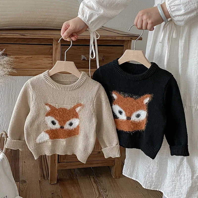 2025 New Autumn 16 Years Kids Sweater Baby Boys Girls Long Sleeve Cartoon Knitted Pullover Tops Casual Loose Pullover Sweater T250825