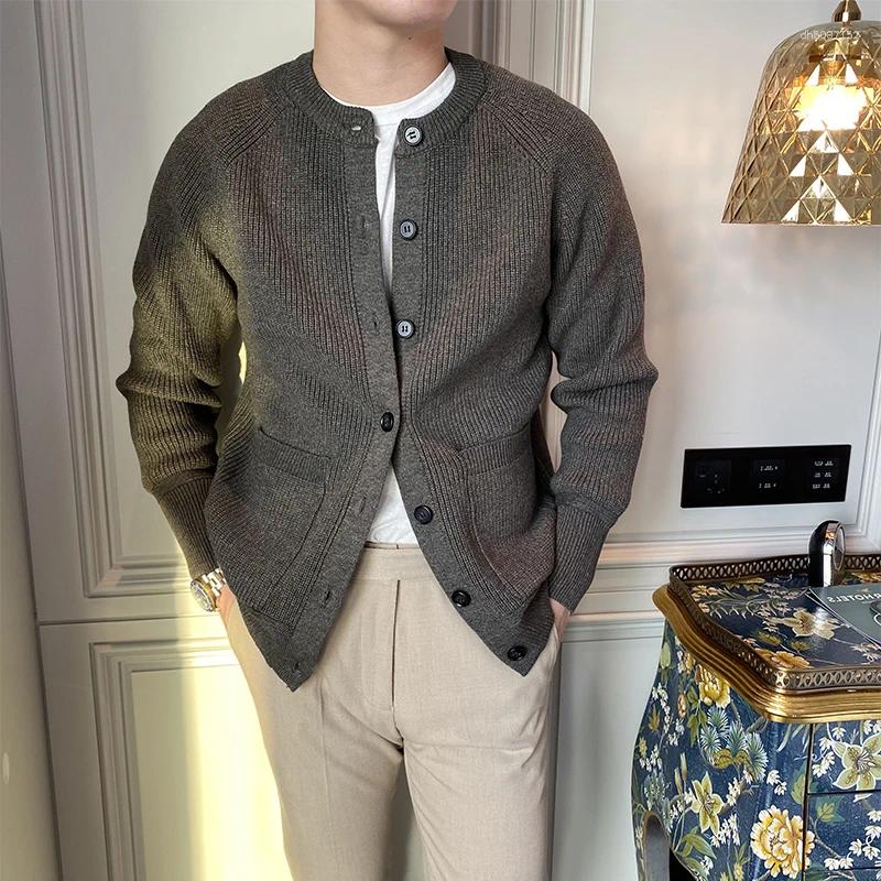 Men's Sweaters 2025 Knitted Solid Color Cardigan Men Jackets Long Sleeve Korean Autumn Winter Casual Knit A171