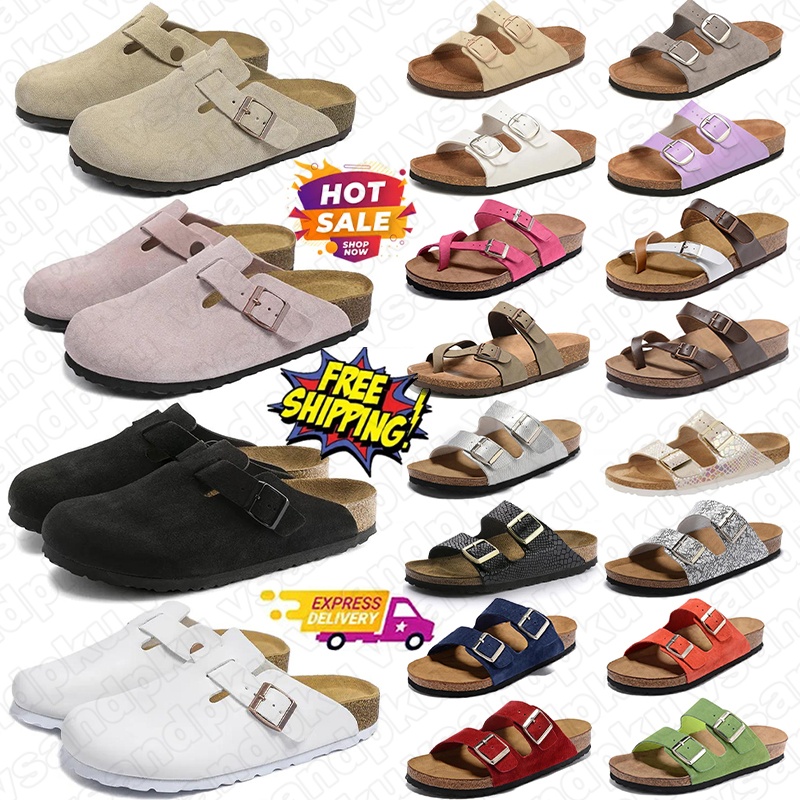 free shipping designer clogs slippers slides shoes white red leather Arizona Boston clogs Flat casual slippers mens sandles brikenstocks berkinstock